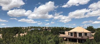 Spirit Yurt is a serene off-grid rental in the high desert south of Santa Fe, NM