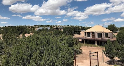 Spirit Yurt is a serene off-grid rental in the high desert south of Santa Fe, NM