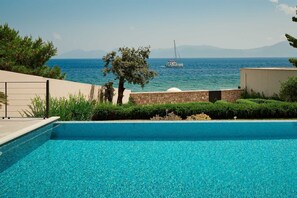 Outdoor pool, a heated pool - Luxury 4BR Seafront Villa with Pool and Jacuzzi (Sućuraj)