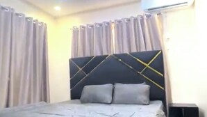 A bedroom with a bed, curtains, and a ceiling light fixture. - A few steps away from the famous acropolis park, located in the heart of Apo! (Federal Capital Territory, Nigeria)