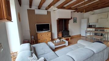 Televisión, chimenea