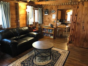 TV, DVD player, books - Waterfront 3-Bedroom Cottage on Pleasant Pond in Turner, ME (Turner)