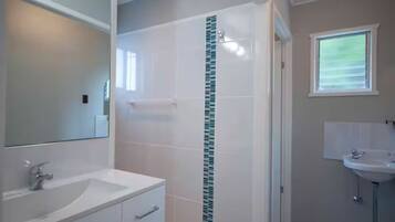 Hair dryer, towels, toilet paper