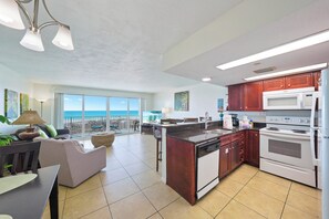 Fridge, microwave, oven, stovetop - True Beachfront Destin Condo | Ground Floor | Sleeps 6 | Crystal Beach (Destin)