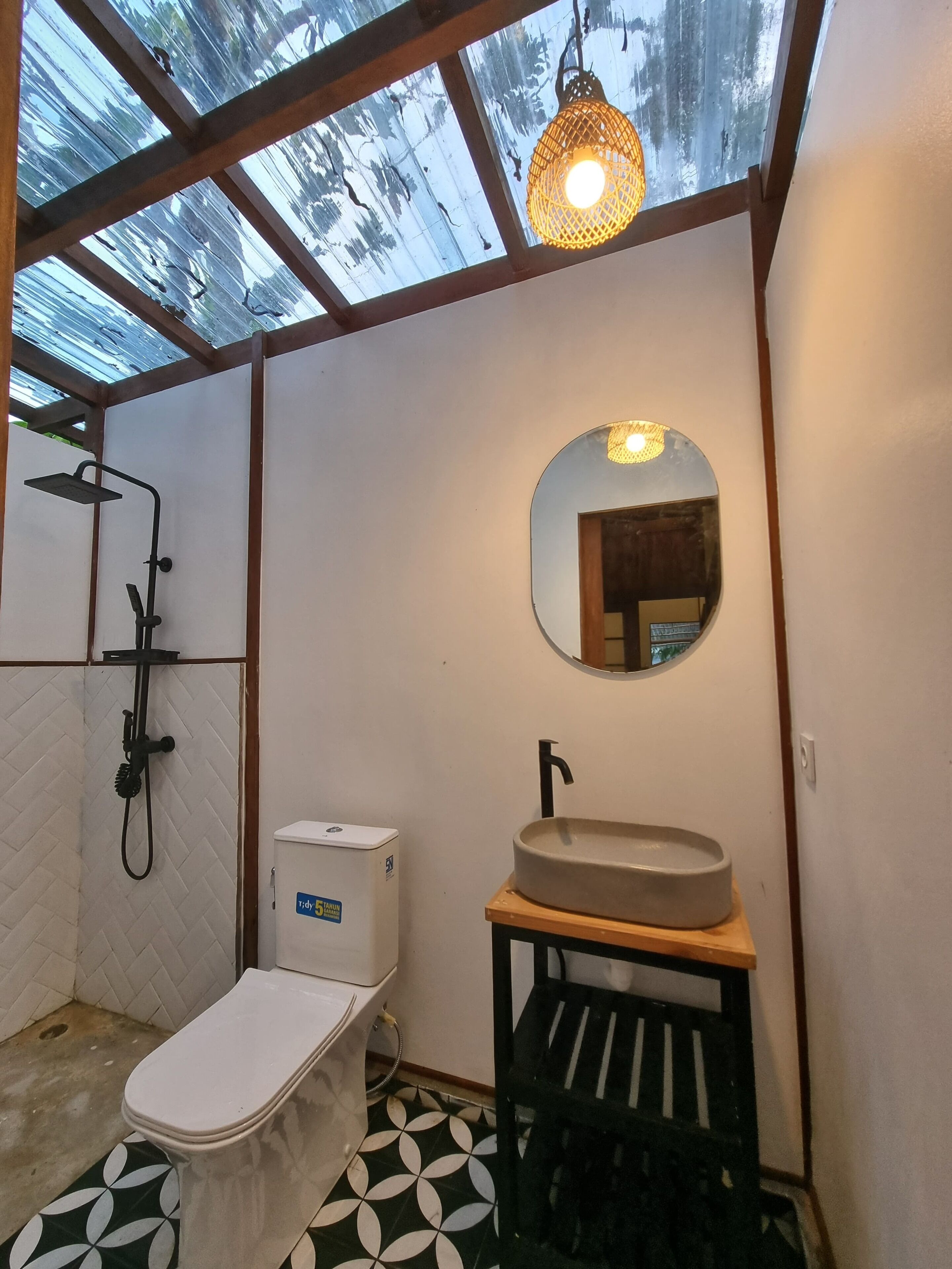 Shower, bidet, towels, toilet paper