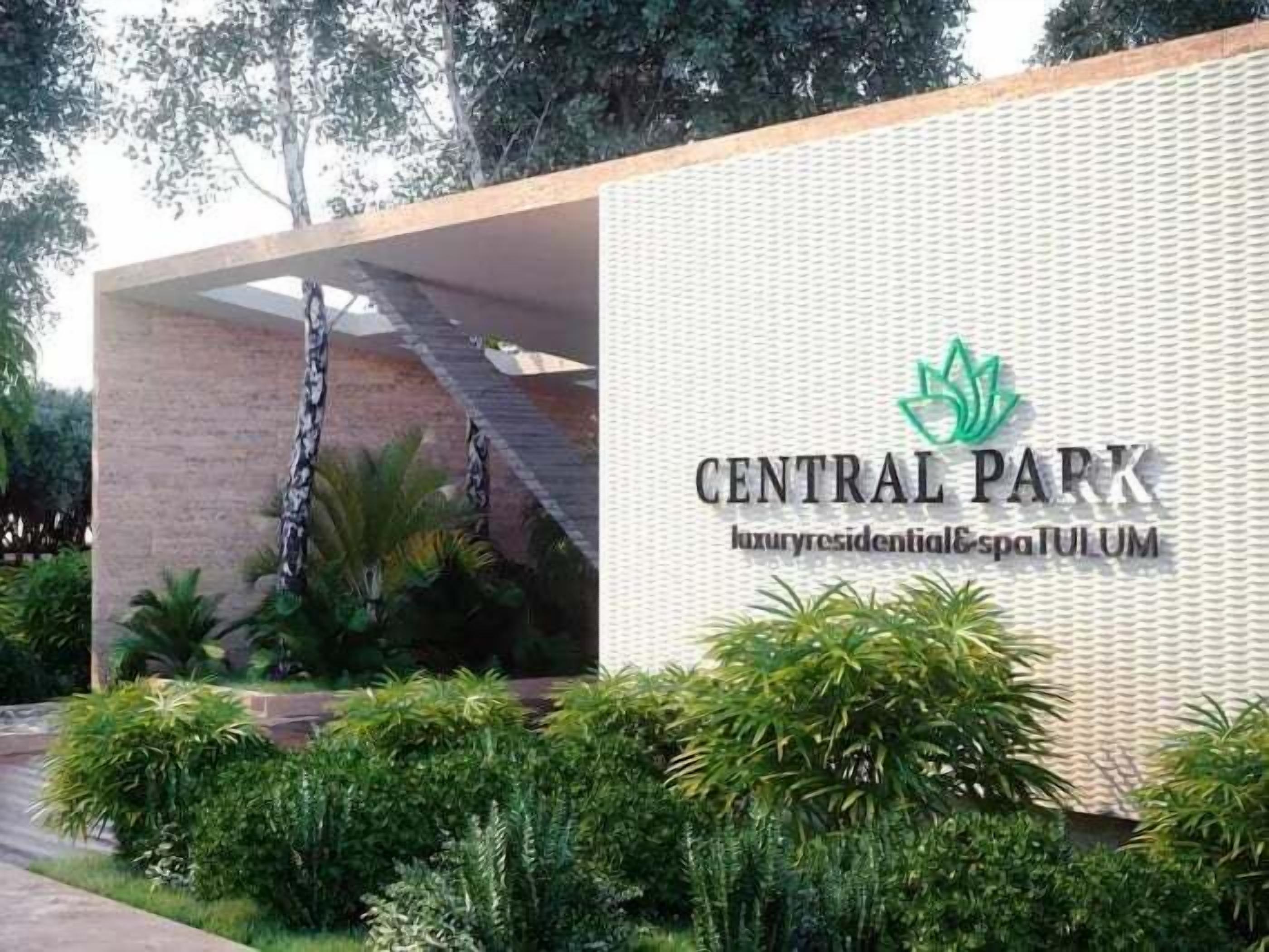 Señal para el centro de bienestar y residencias de lujo en Central Park.