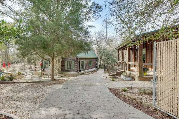 Exterior - Private Hot Tub & Dock! Lakefront Log Cabin Oasis (Onalaska)