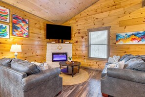 TV, fireplace - Hot Tub, Games & Pool: Sevierville Family Retreat (Sevierville)
