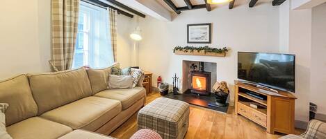 TV, fireplace