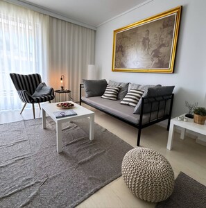 Apartment, 3 Bedrooms, Balcony, Mountain View | Living area | Books - Windsor Place - Self Check in With Code (Vari-Voula-Vouliagmeni)