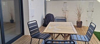 Town house with small garden.