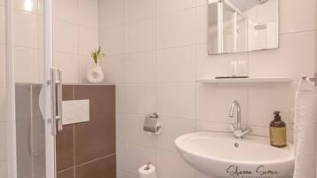 Secador de pelo, bidet, toallas, jabón