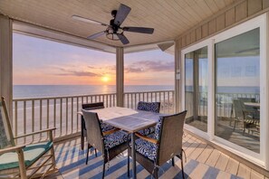 Outdoor dining - Oceanfront Home + Pool Access + Balcony + Beach Access | 301 F Port O Call (Isle Of Palms)