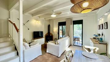 Televisión, chimenea