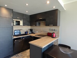 Fridge, microwave, oven, stovetop - Crossing T2 with Balconies and Parking in Pouliguen (Le Pouliguen)