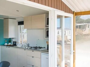 Fridge, microwave - Mobile Home with Terrace, Sleeps 4, 2 Bedrooms (Sandrans)