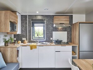 Fridge, microwave, dishwasher - Mobile home 4 guests - 2 bedrooms - Terrace (Saint-Julien-en-Born)
