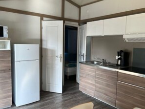 Fridge, microwave, coffee/tea maker