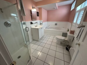 House, 1 Bedroom | Bathroom | Towels, shampoo - Exposed Beam One Bedroom Suite Downtown Newport #15 1 Home (Newport)