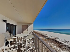 Outdoor dining - Ocean Breeze West #504 | Gulf-Front Balcony + Resort Amenities (Perdido Key)