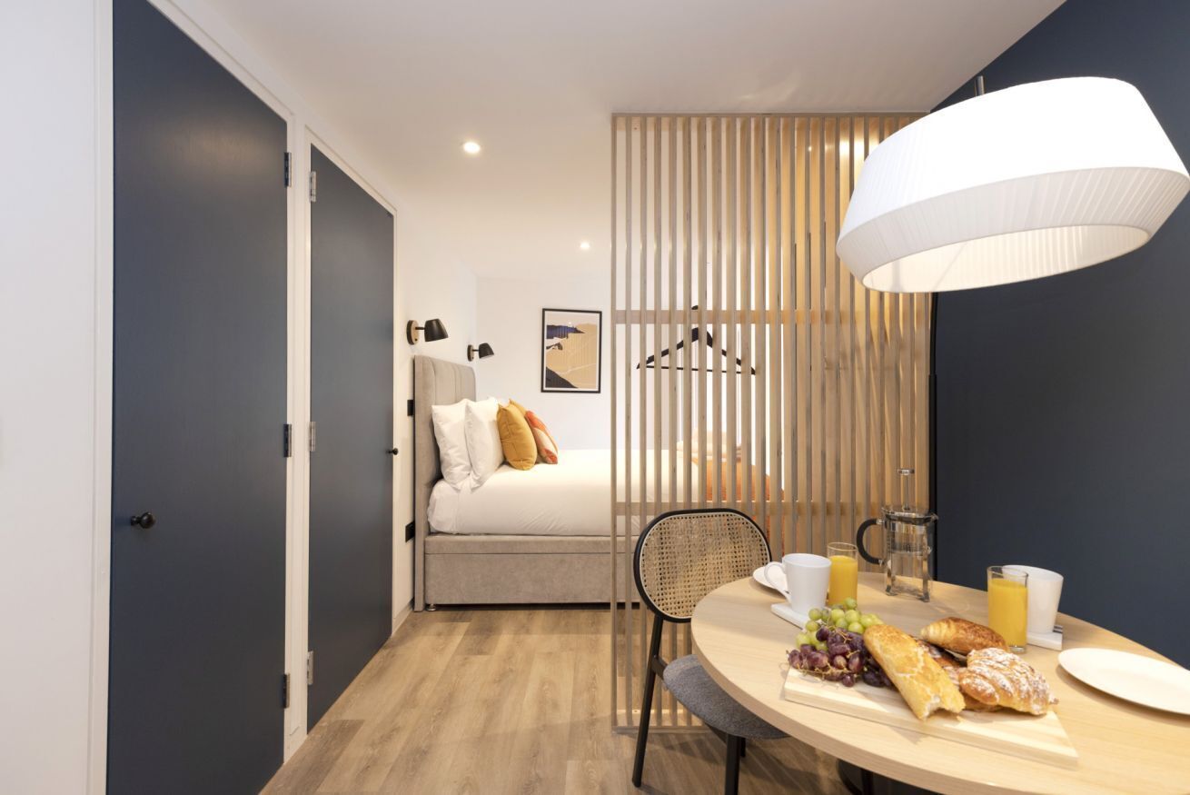 1 bedroom, desk, iron/ironing board