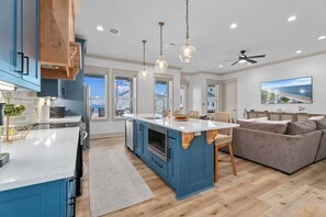 Fridge, microwave, oven, stovetop - Private Pickleball Court | 4BR Crystal Beach Retre (Crystal Beach)