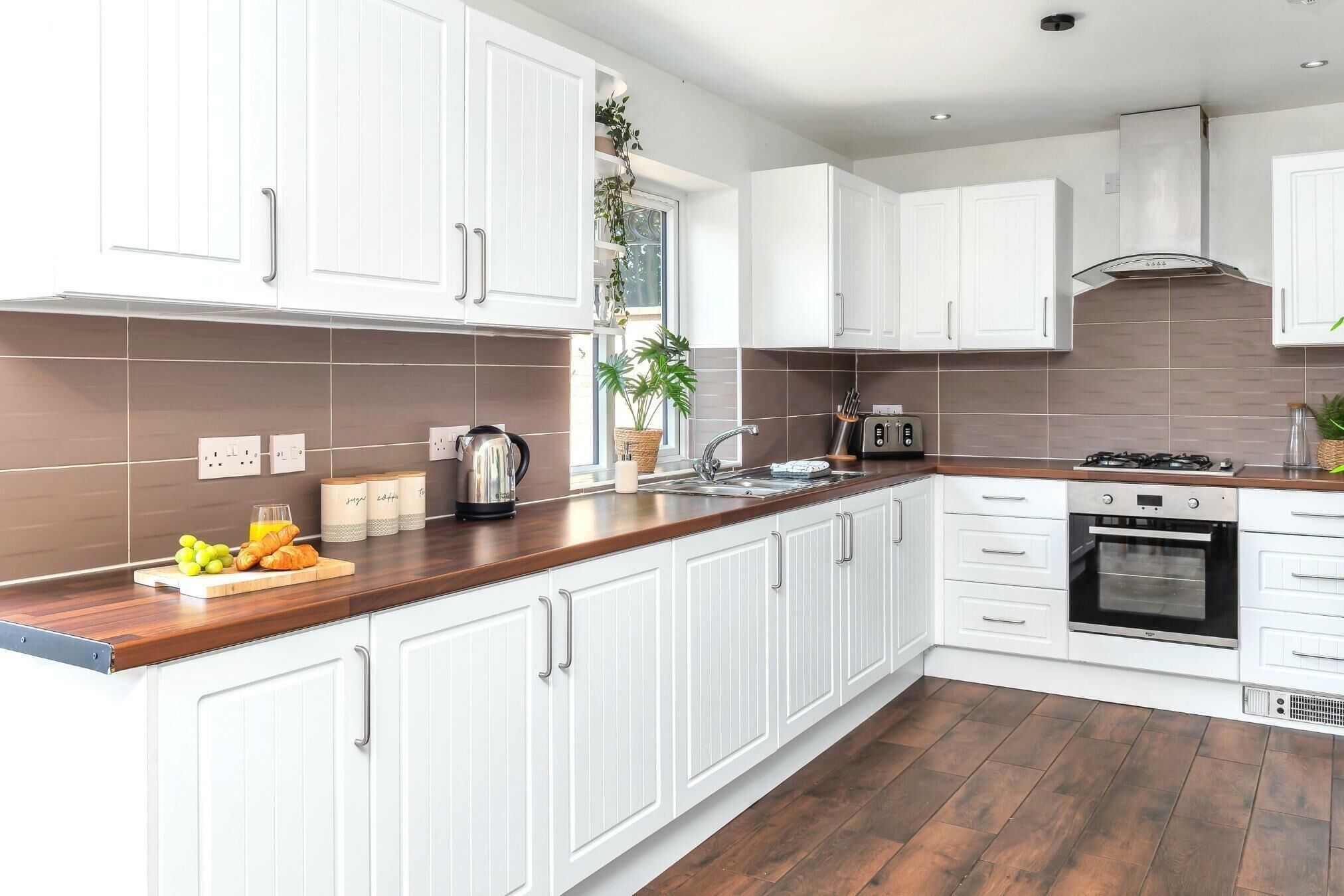 Fridge, microwave, oven, electric kettle