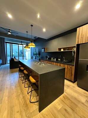 Deluxe-Apartment, Stadtblick | Eigene Küche | Kühlschrank, Mikrowelle, Herdplatte, Kochgeschirr/Geschirr/Besteck