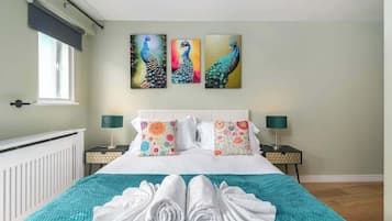 1 bedroom, desk, iron/ironing board, travel cot