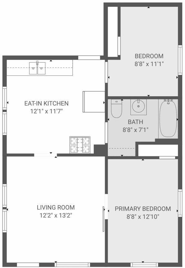 Floor plan - Bright Tremont 2BR - Near Downtown CLE & Clinic (Cleveland)