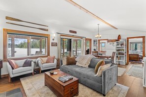 Smart TV, chimenea y libros 