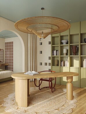 Minibar với thức uống miễn phí, két bảo mật tại phòng 