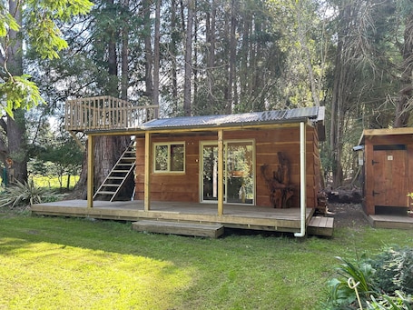 Exterior. Secluded Redwood Cabin. Built from a redwood tree that blew down in a cyclone