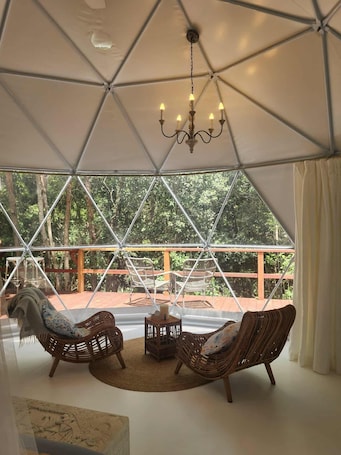 Interior. Solara Dome Off Grid Luxury and Stillness at Shanlyn Farm