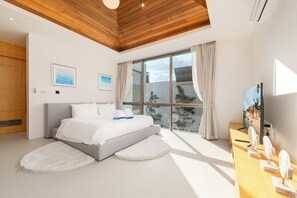 Deluxe Villa, 3 Bedrooms, Private Pool, Pool View | Desk, laptop workspace, iron/ironing board, cots/infant beds