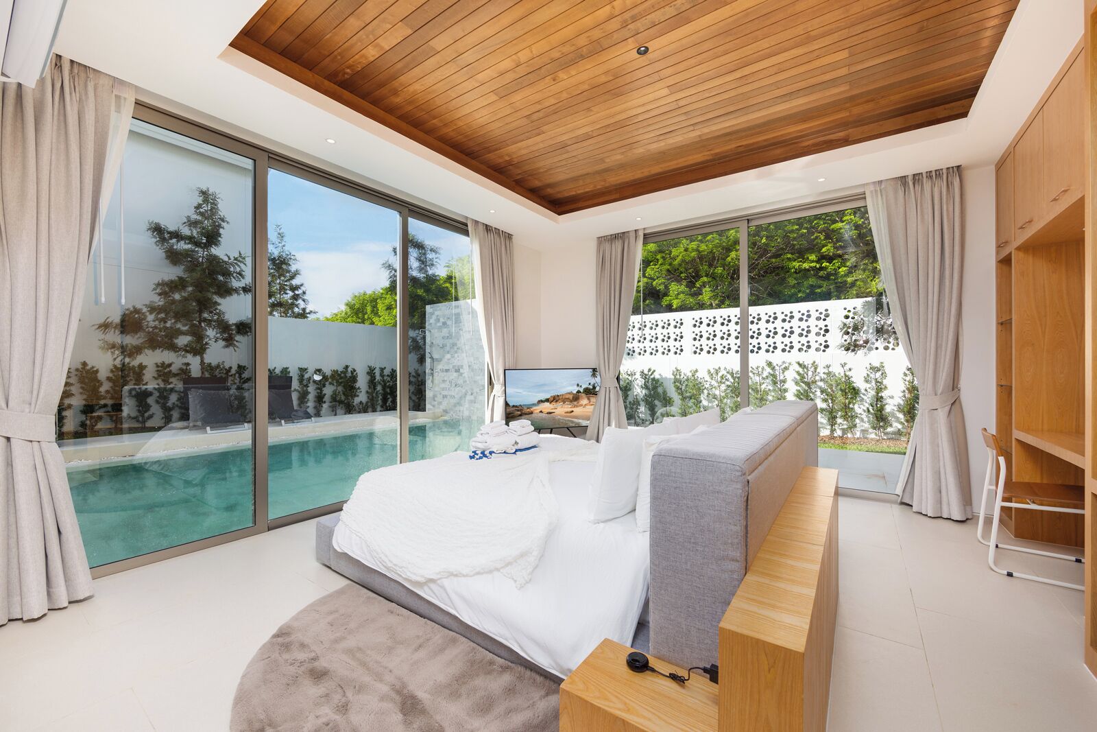 Villa Deluxe, 3 chambres, piscine privée, vue piscine | Vue de la chambre