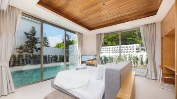 Villa Deluxe, 3 chambres, piscine privée, vue piscine | Vue de la chambre