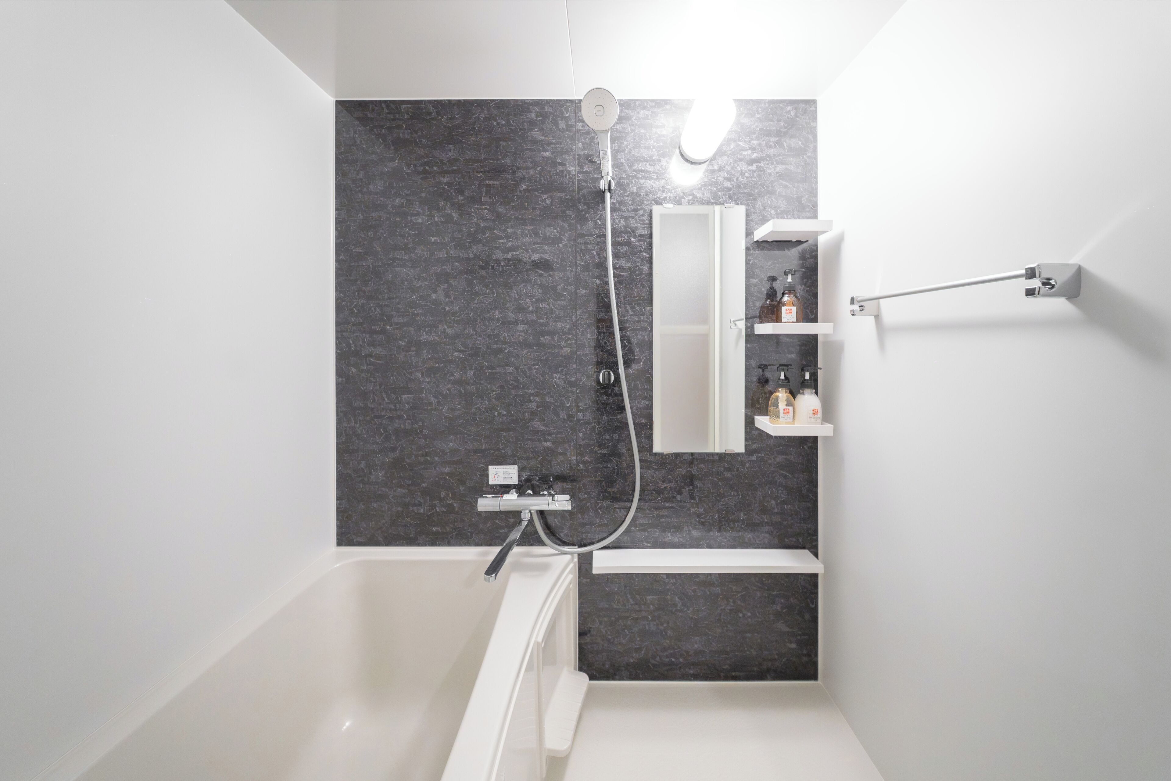 Combined shower/bathtub, free toiletries, hair dryer, towels