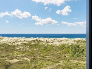 A coastal landscape with grassy dunes and a clear view of the ocean. - 4 Star Holiday Home in Hojby (Hojby)