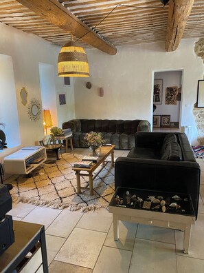 TV, fireplace, books, stereo - Le mas caché, country house (Cavaillon)