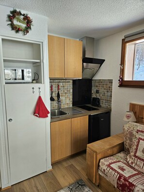 Apartment | Private kitchen - Ski Base for 4 Near La Foux Lifts (Allos)