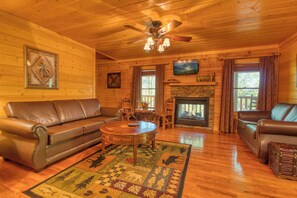 TV, fireplace, video games, DVD player - Downtown Cabin|Private Pool|Hot Tub|Game Room (PIGEON FORGE)