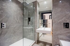 Hair dryer, towels, toilet paper