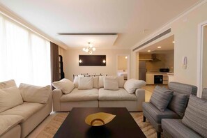 Apartment, Balcony, Garden View | Living area - PyramidsHills Near Grand Egyptian Museum (Giza)