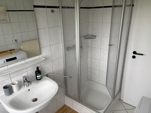 Ducha, secador de pelo, jabón, papel higiénico