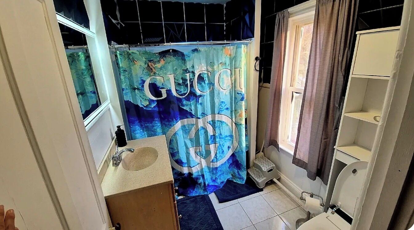 Hair dryer, bidet, towels, soap