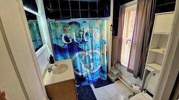 Hair dryer, bidet, towels, soap