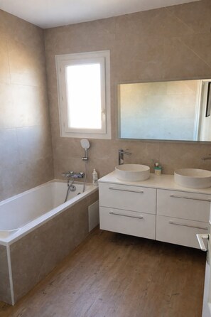 Shower, hair dryer, soap