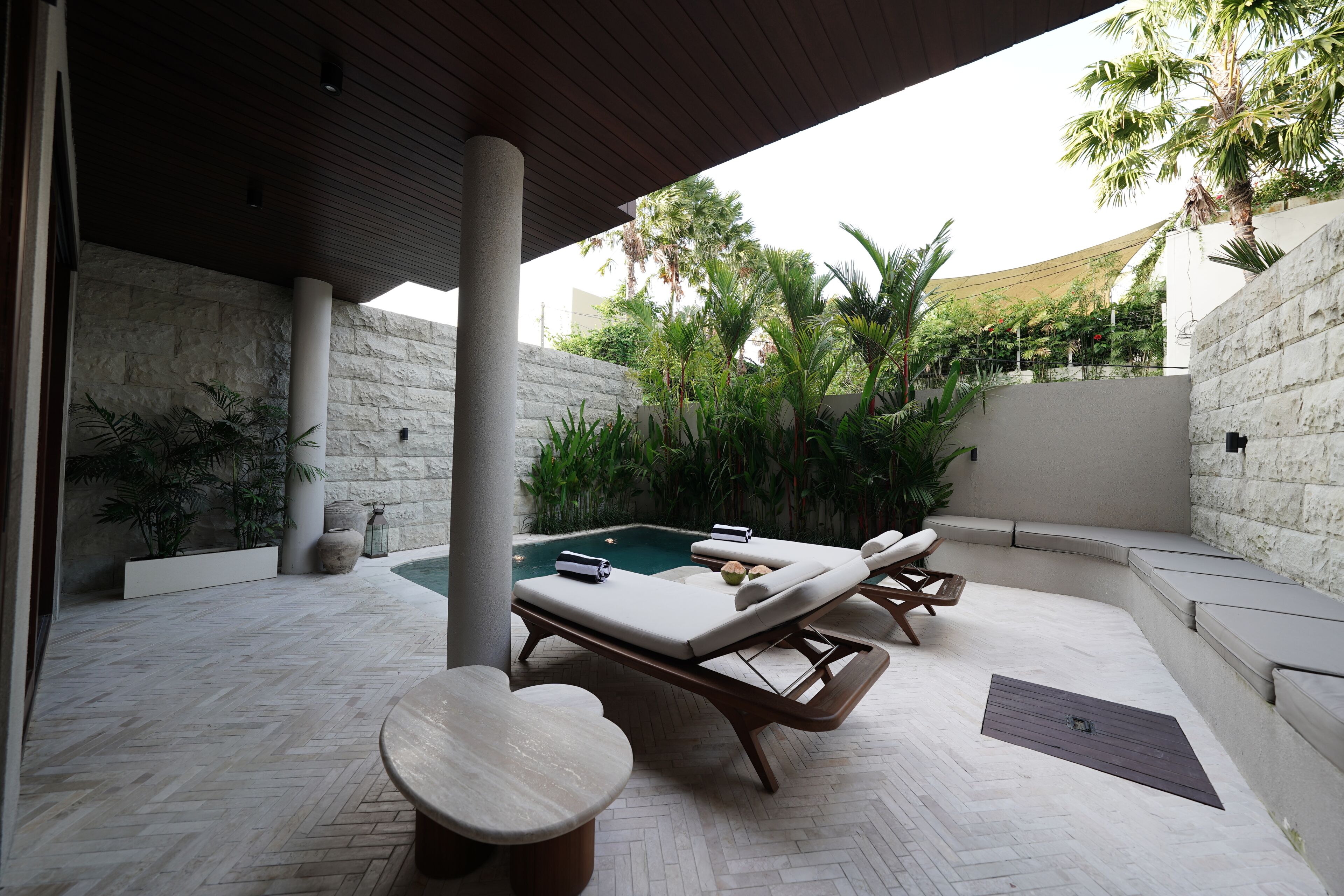 3BR Pool Villa + 1W Airport (4) | Living area | 55-inch flat-screen TV with cable channels, LCD TV, heated floors