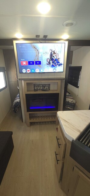 Interior - New River RV Travel Trailer with 1 King bedroom and bunks - 2 small children. (Prince)